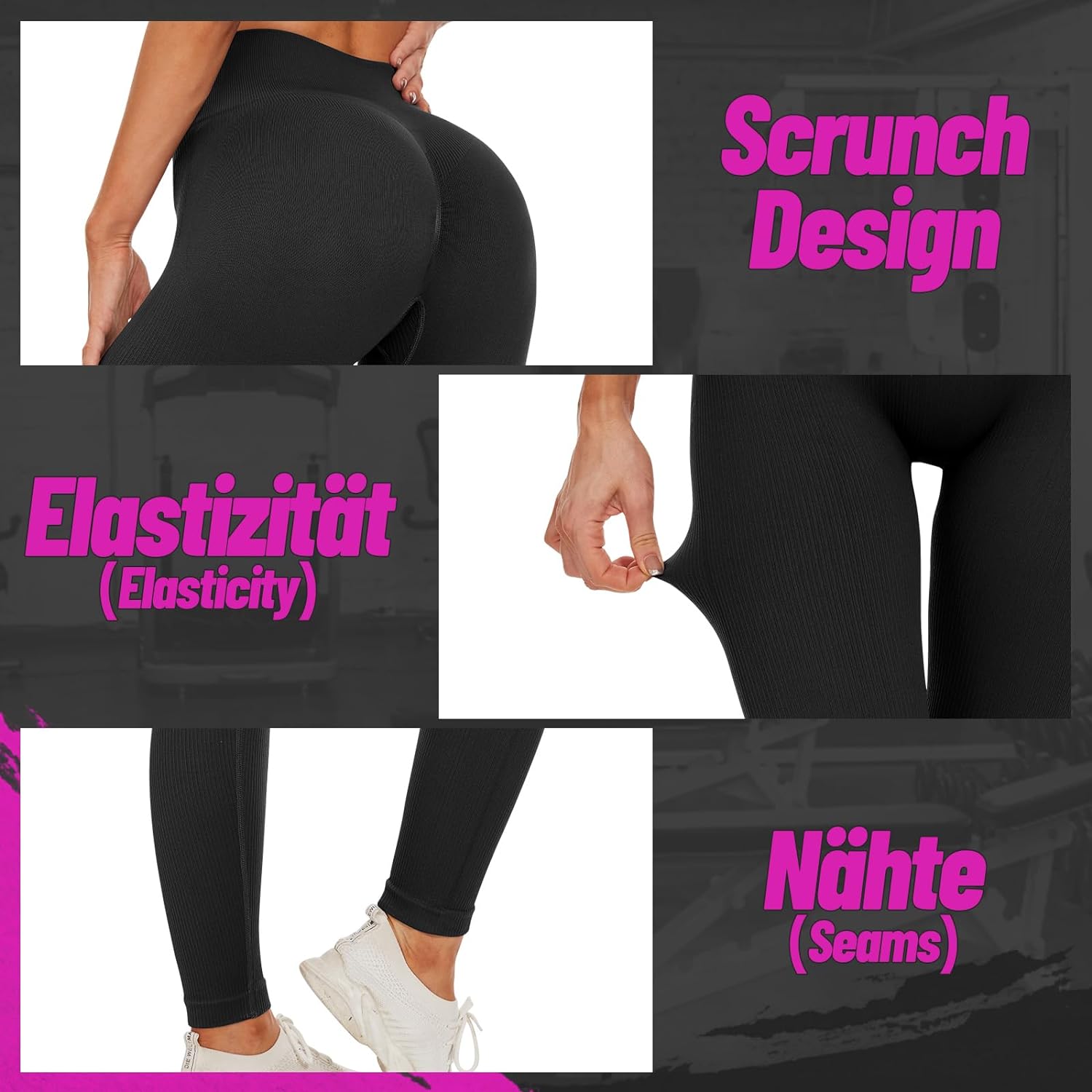 Seamless Scrunch Gym Leggings for Women High Waist Butt Lifting Sports Yoga Pants Stretchy Trousers Fitness Gym Running