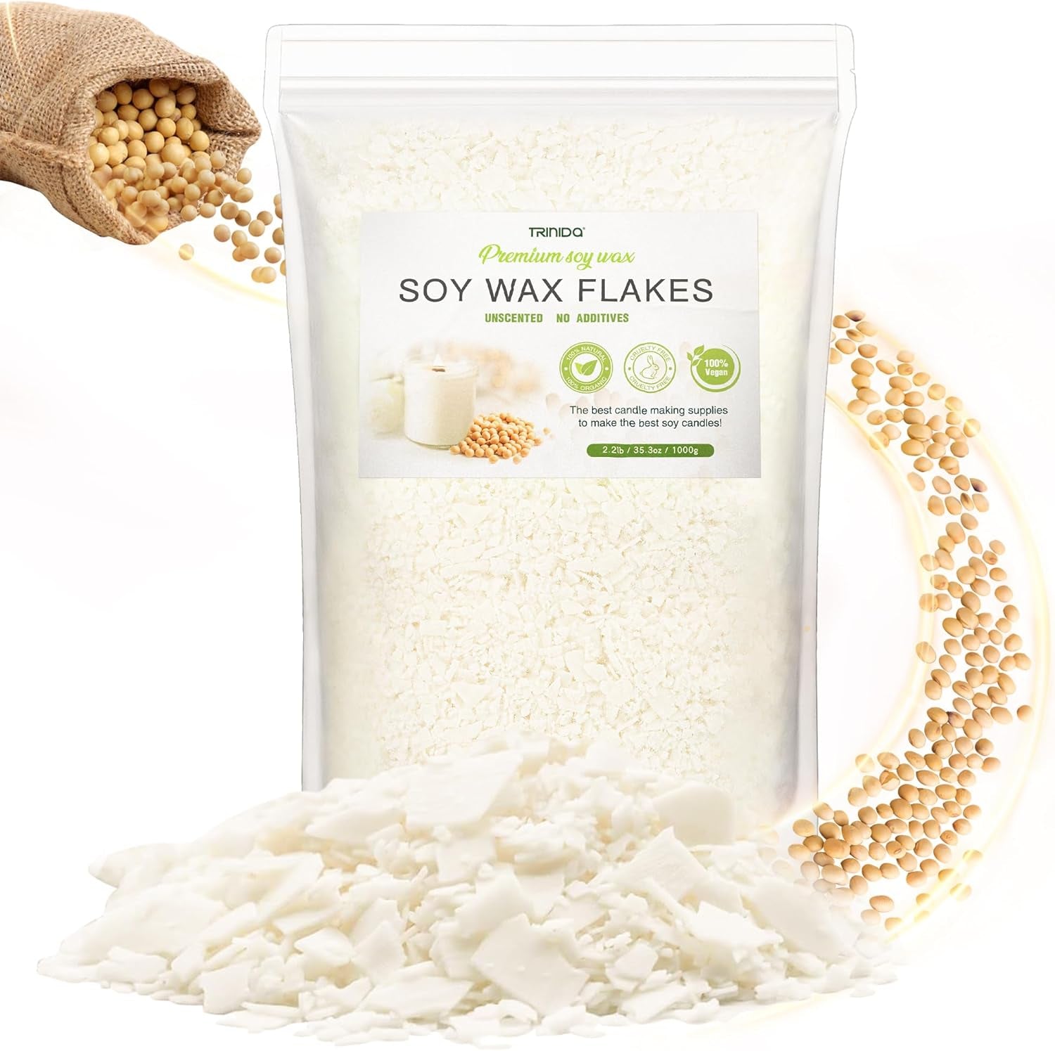 Soy Wax Flakes, Premium Natural Candle Wax 1KG